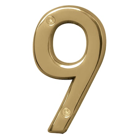 Hy-Ko 4In Polished Brass Number 9, 3PK A30909